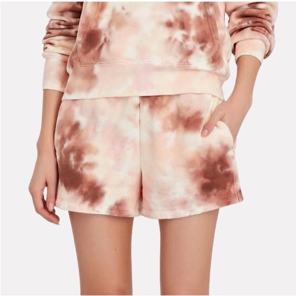 A.L.C. Wrenn Tie Dye Cotton Sweat Shorts Orange Pink Earth Tones Pockets L NEW